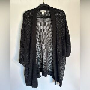 DRESSBARN BLACK FISHNET OPEN FRONT SHORT SLEEVES SWEATER/SHRUG USA MADE SIZE 3X